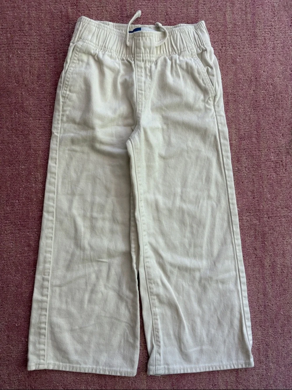 Old Navy Khaki Cream High-Rise Baggy Pants 6-7Y 100% cotton natural fibers